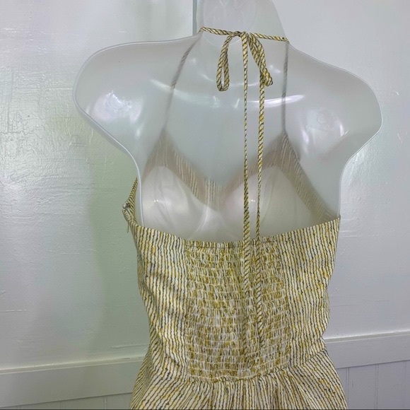 BCBGeneration Yellow Striped Halter Midi Dress | 6 - Picture 7 of 10